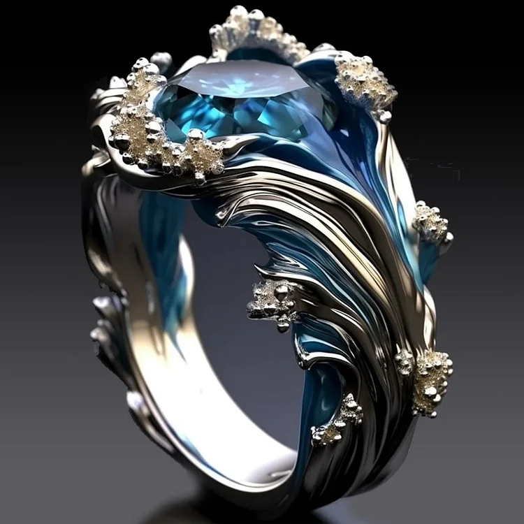 Refined Cubic Zirconia Ring with Wavy Shapes