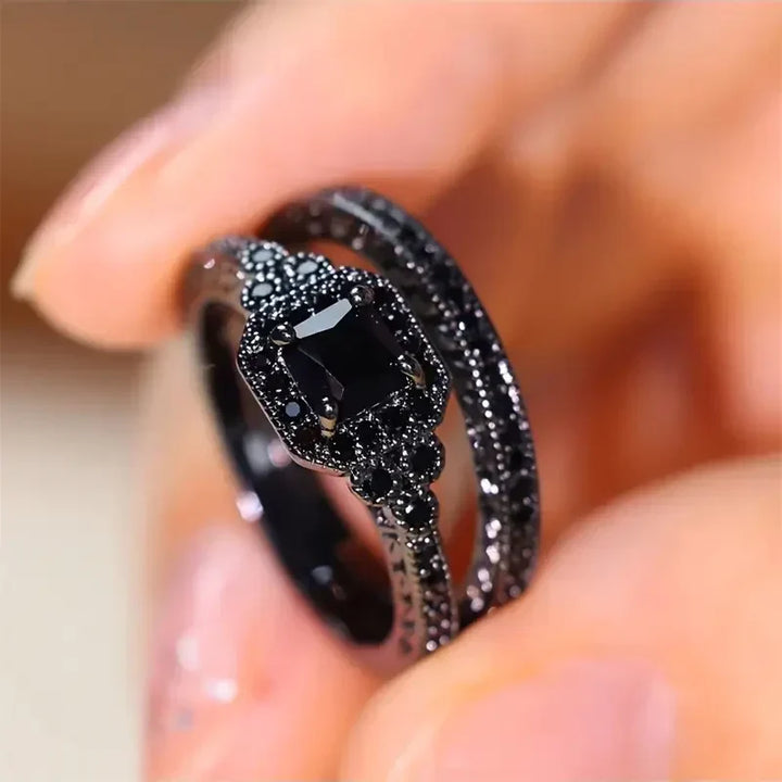 Elegant black cubic zirconia ring