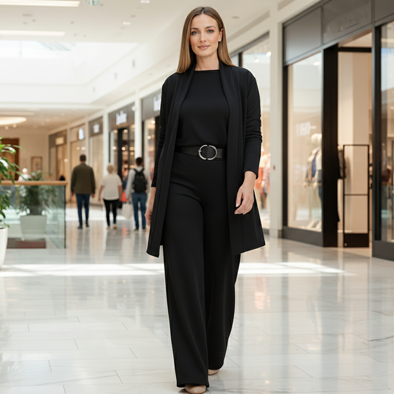 3-piece comfort set: cardigan, top and trousers