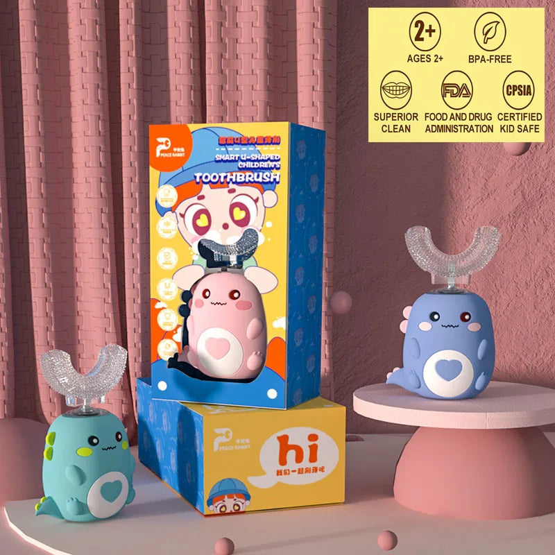 U-Shaped Kids' Sonic Toothbrush with Silicone Mouthpiece