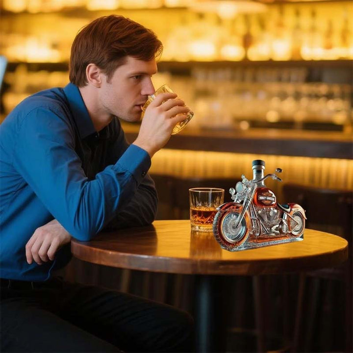 Harley Motorcycle-Shaped Whiskey Decanter for the Home Bar