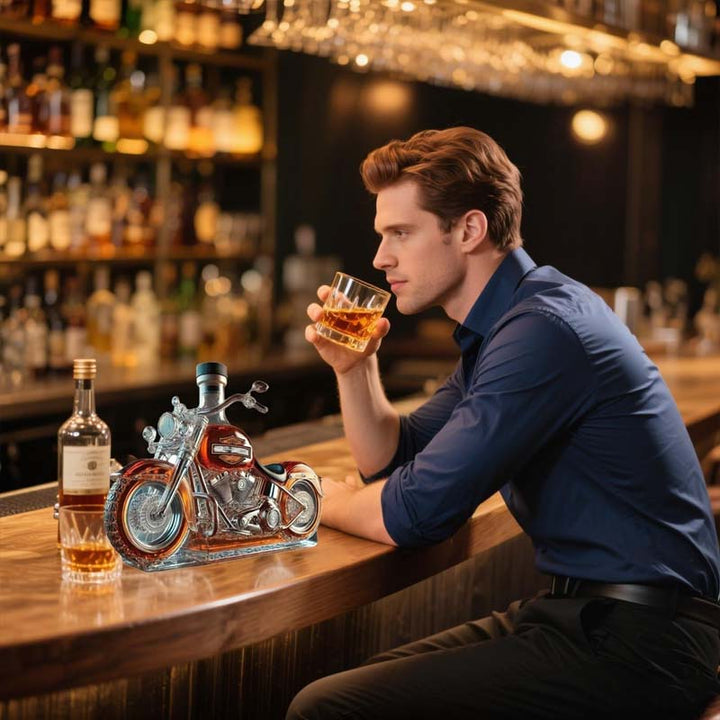 Harley Motorcycle-Shaped Whiskey Decanter for the Home Bar