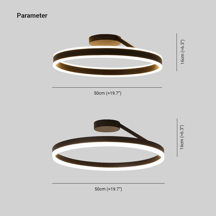 Arisha Modern LED Ring Ceiling Lamp Black/White Living Room Hallway Metal