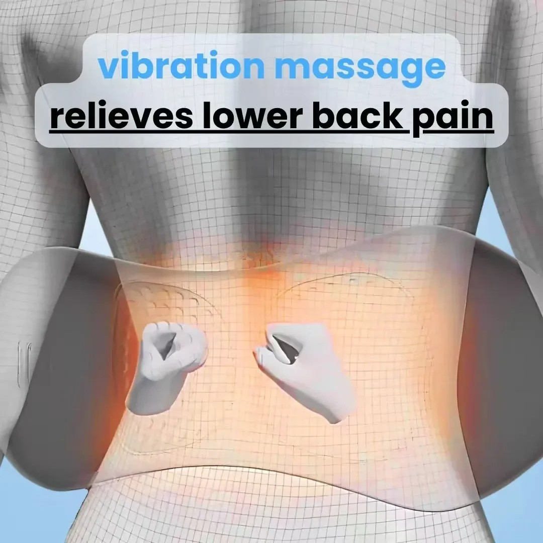 Back Massager with Heat and Vibration, Lumbar Support for Sciatica Relief, Lower Back Pain and Posture Correction – 3-in-1 Home Therapy