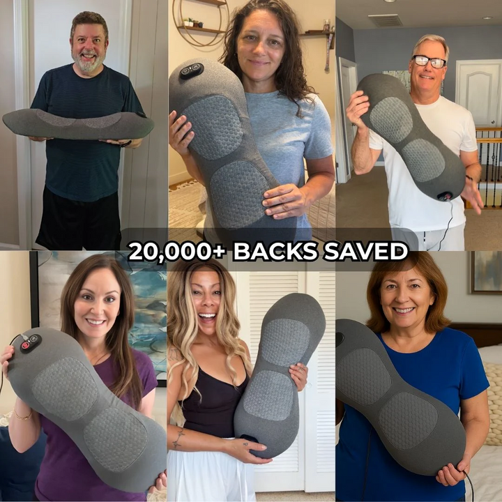 Back Massager with Heat and Vibration, Lumbar Support for Sciatica Relief, Lower Back Pain and Posture Correction – 3-in-1 Home Therapy