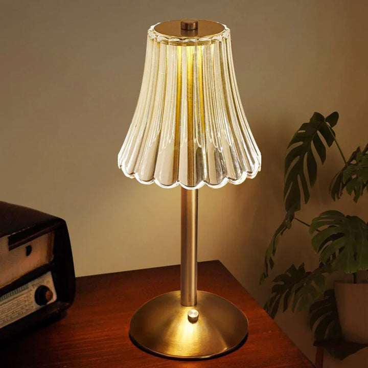 Elegant LED Table Lamp with Crystal Shade and Gold Finish – Touch Switch
