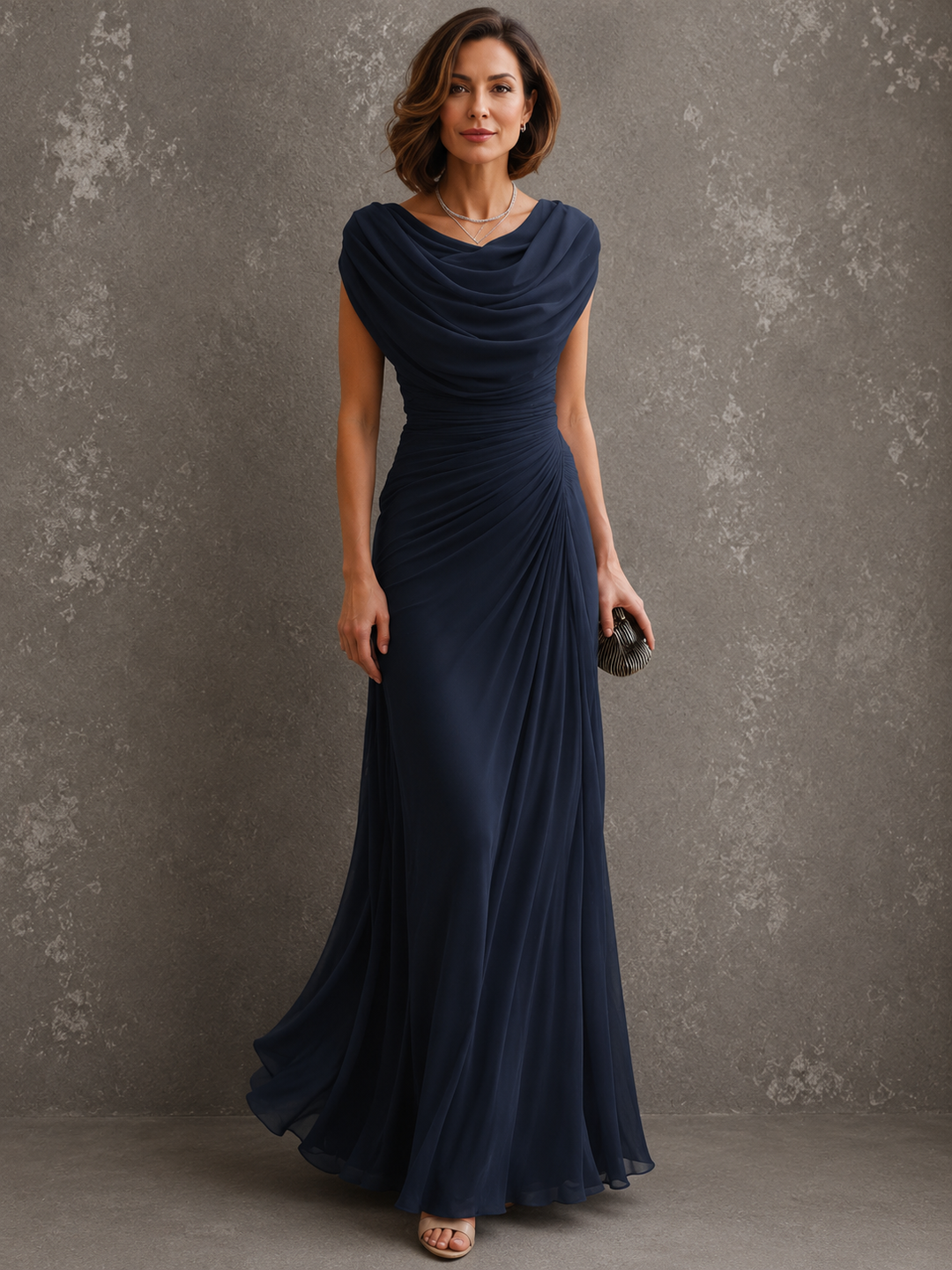Draped Maxi Dress with Sleeveless Silhouette