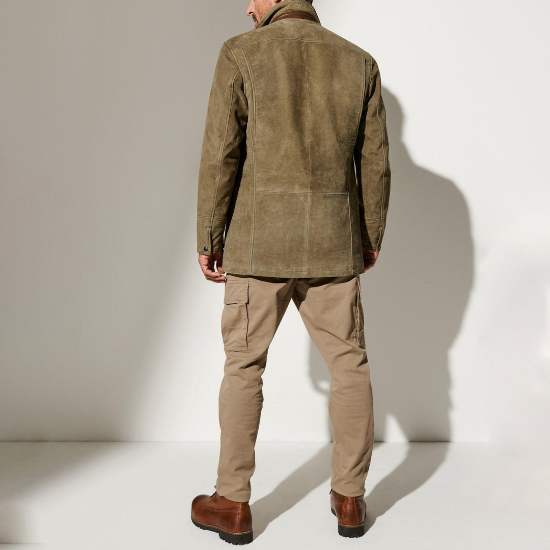 Men's Lined Suede Jacket – Fitted Vintage Autumn/Winter Coat