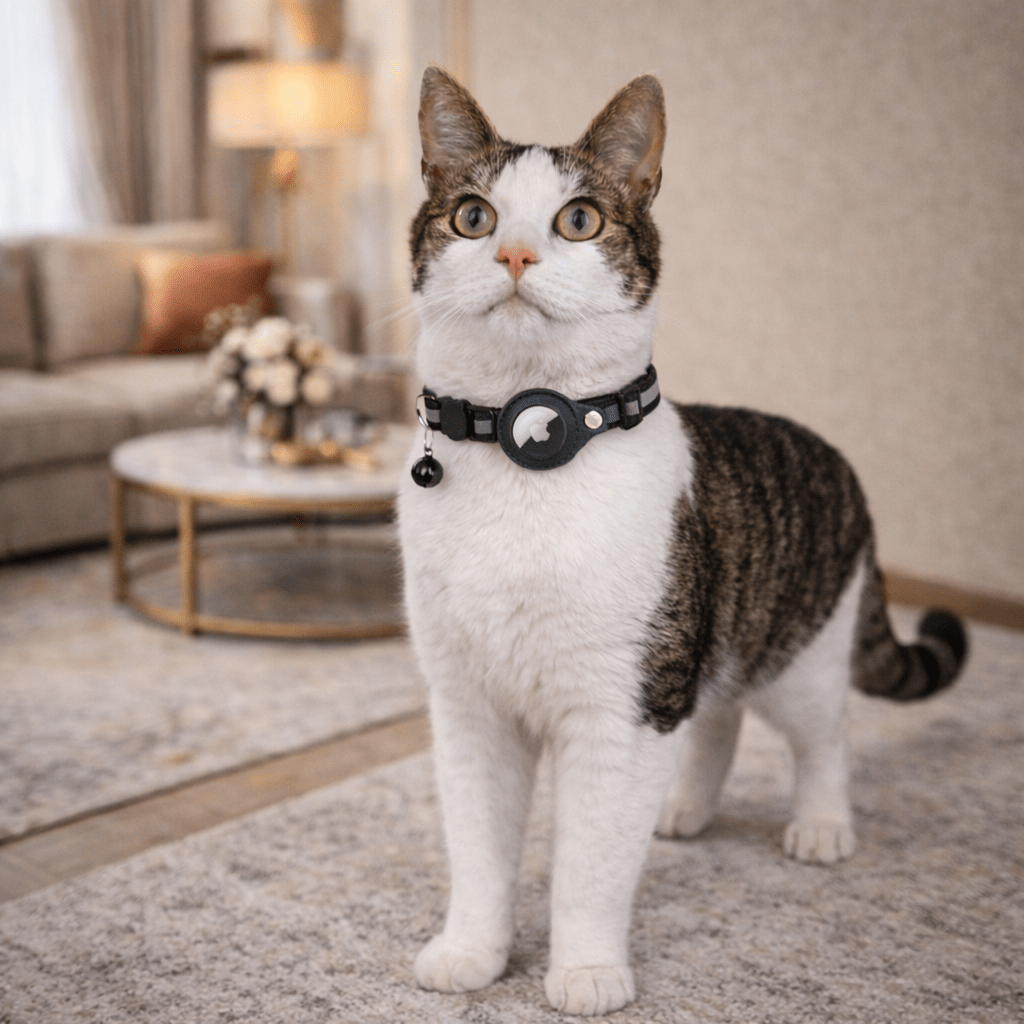 Adjustable Cat Collar with GPS and Reflective Strip