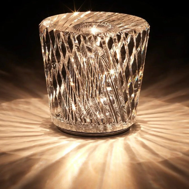 VÉLORIA Crystal Table Lamp | Diamond-Shaped Design & 360° Light Play | Cordless & USB Rechargeable | Up to 12 Hours of Light