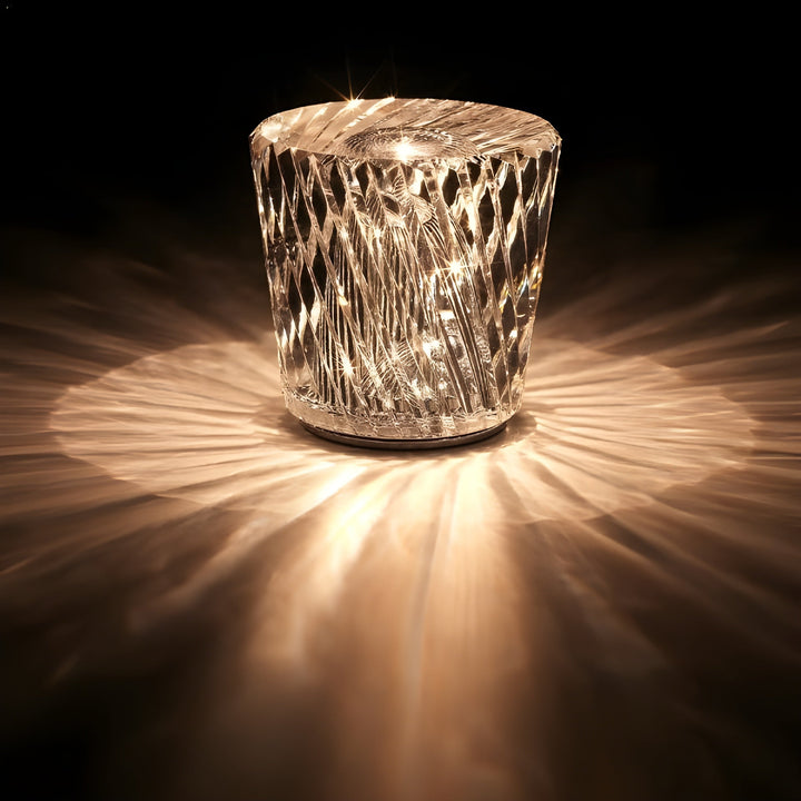 VÉLORIA Crystal Table Lamp | Diamond-Shaped Design & 360° Light Play | Cordless & USB Rechargeable | Up to 12 Hours of Light