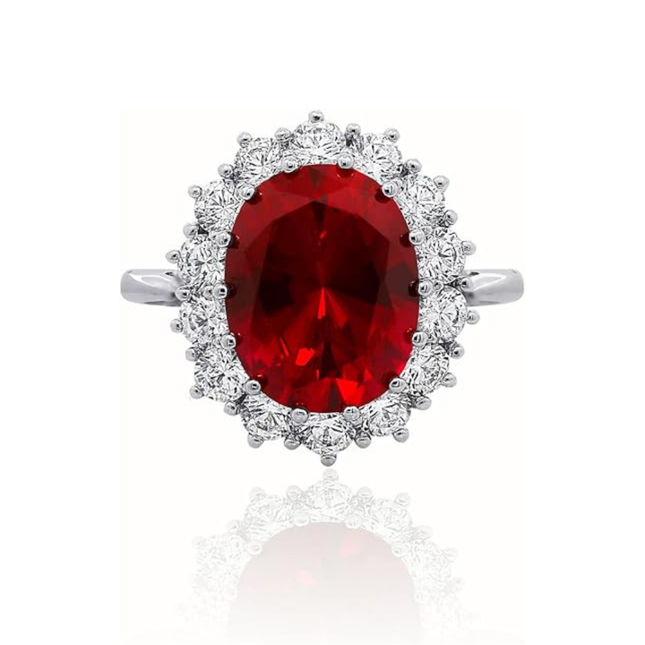 Elegant white gold ring with ruby accent