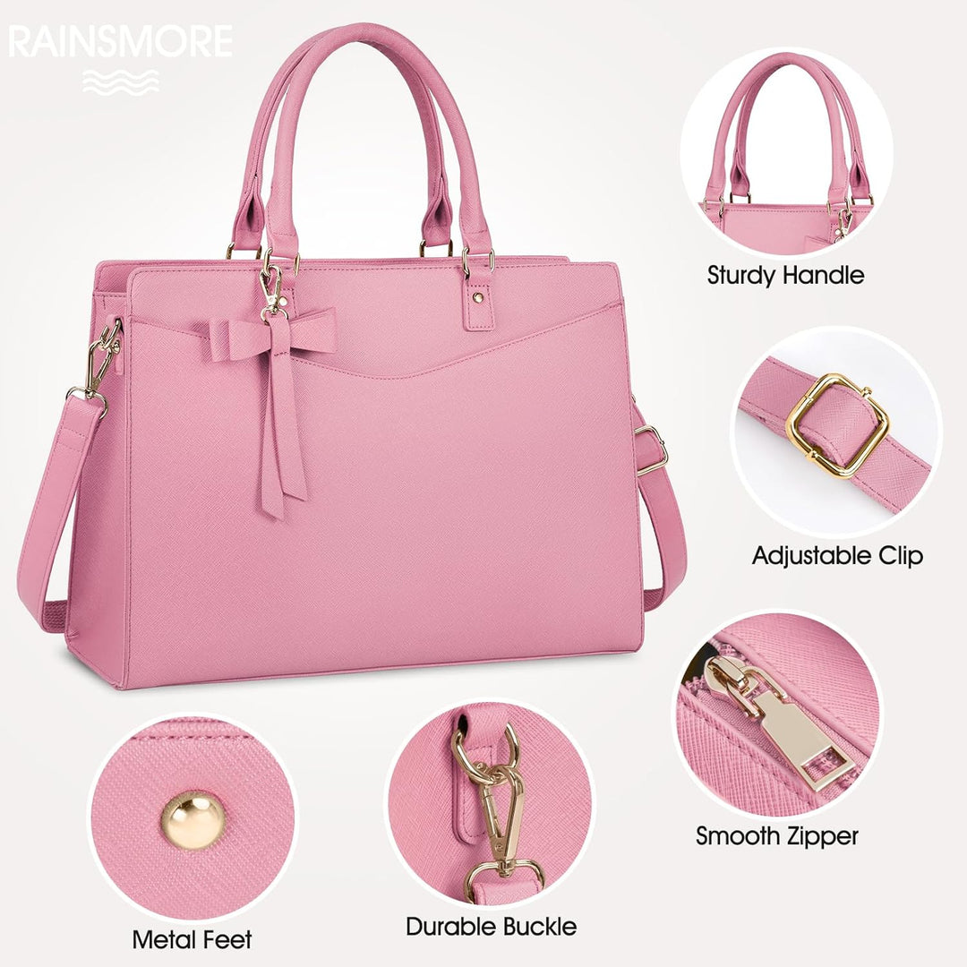 Waterproof PU Leather Laptop Bag with Multifunctional Design for Women