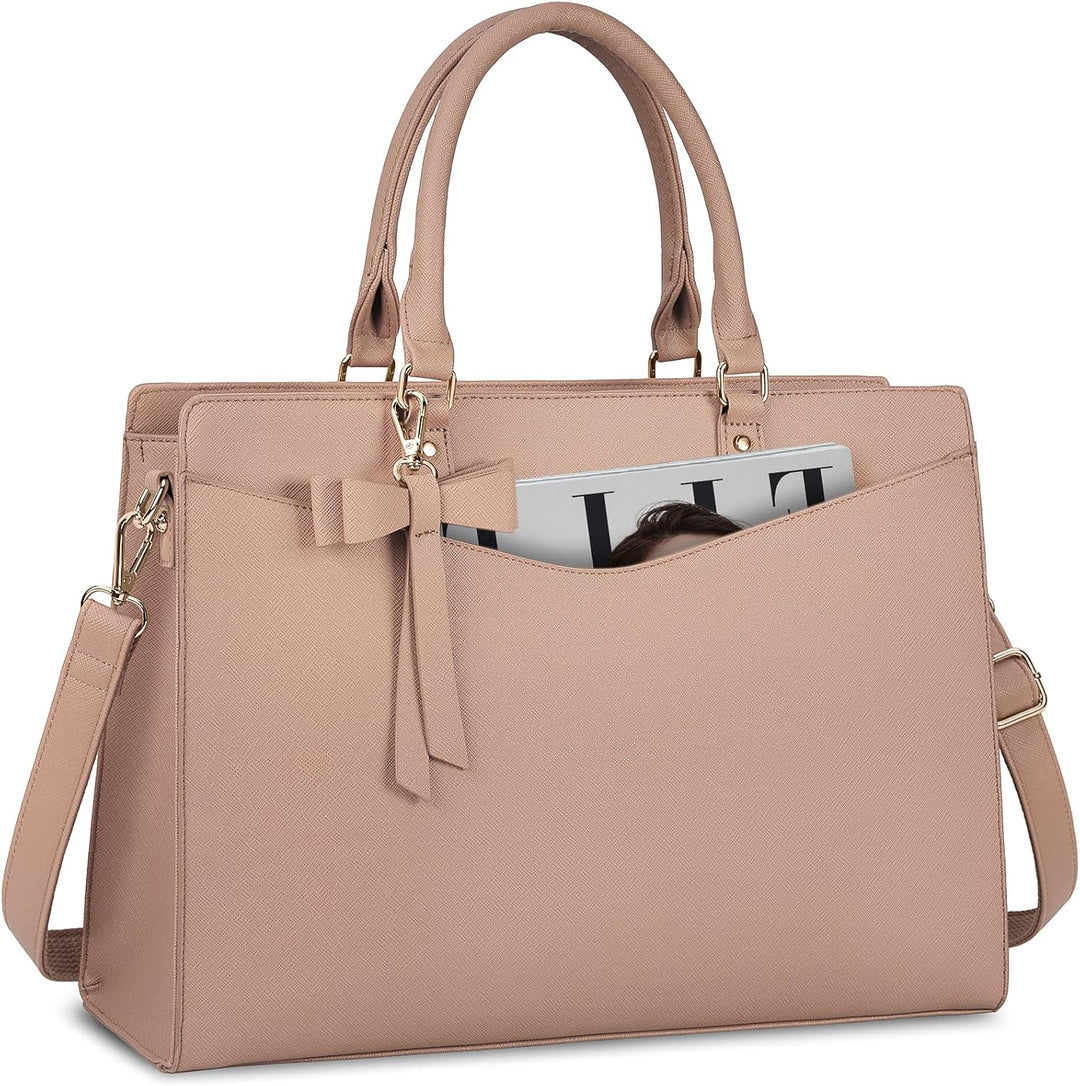 Waterproof PU Leather Laptop Bag with Multifunctional Design for Women