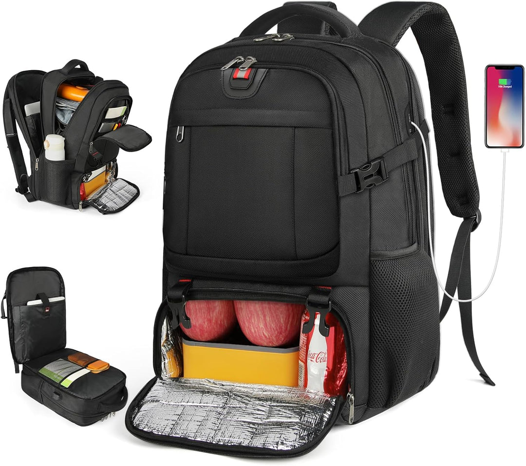 Extra-Large Travel Backpack for Lunches and Laptops with USB Charging Port