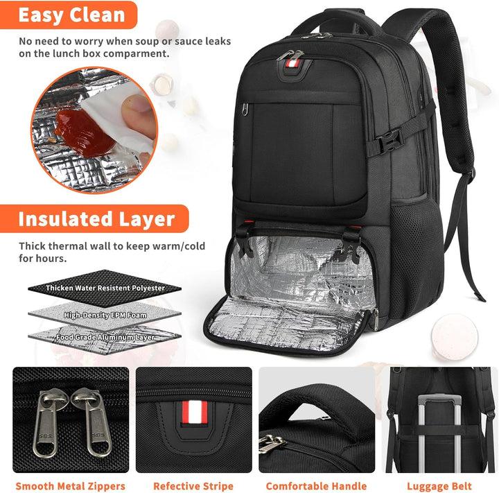 Extra-Large Travel Backpack for Lunches and Laptops with USB Charging Port