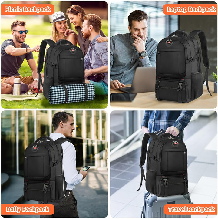 Extra-Large Travel Backpack for Lunches and Laptops with USB Charging Port