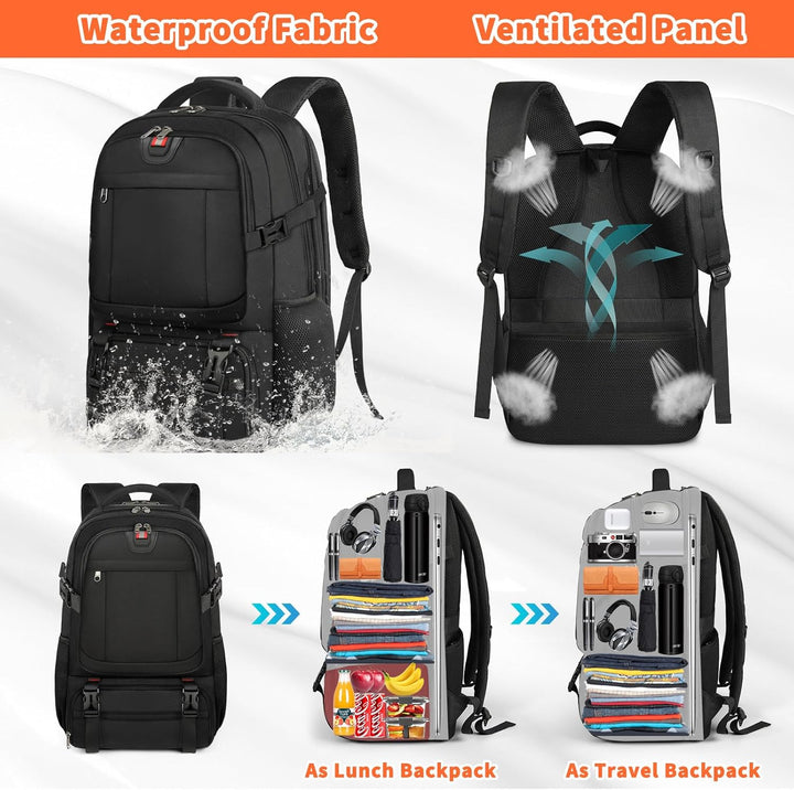 Extra-Large Travel Backpack for Lunches and Laptops with USB Charging Port