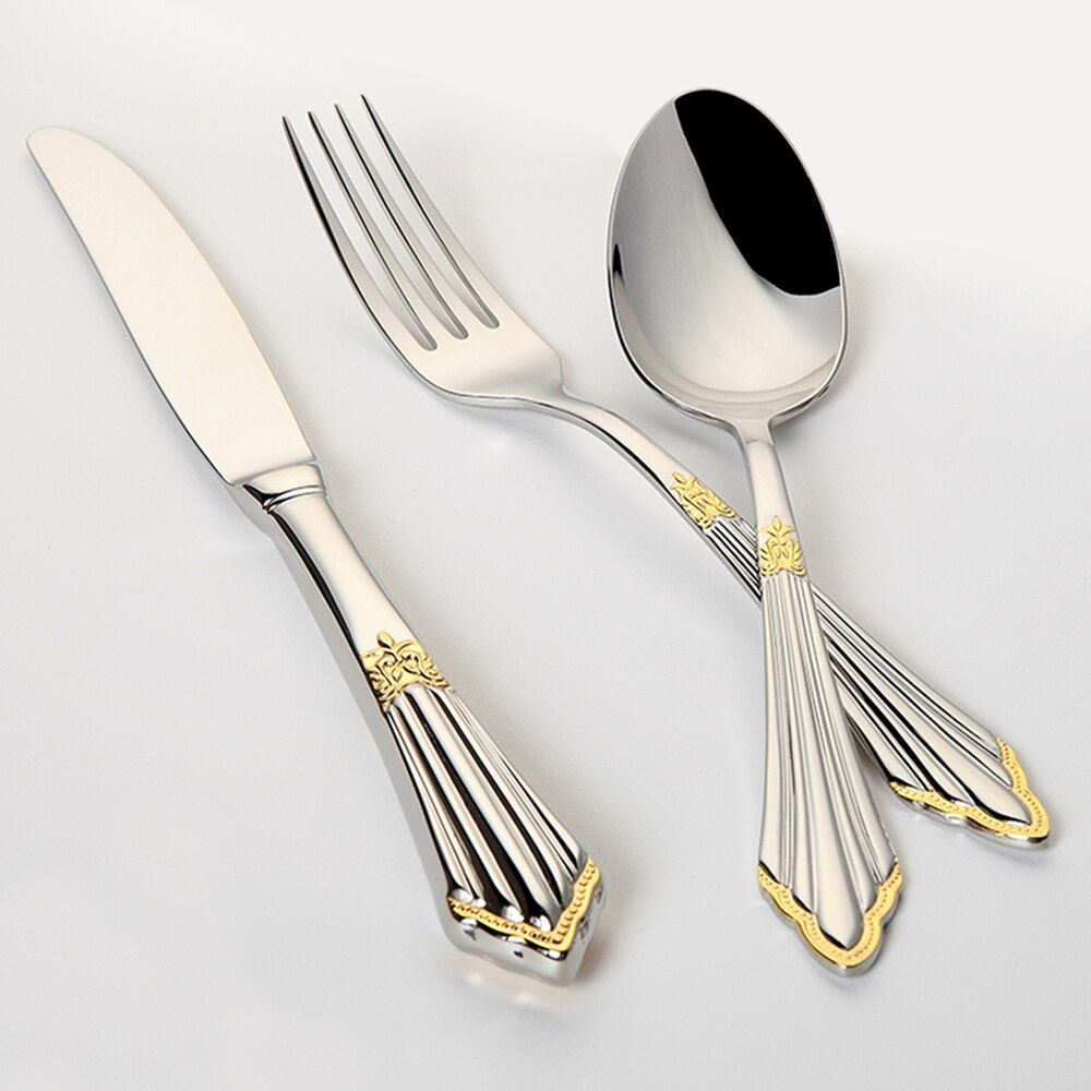 24 or 48-Piece Stainless Steel Cutlery Set with Gold Finish – GlowCut