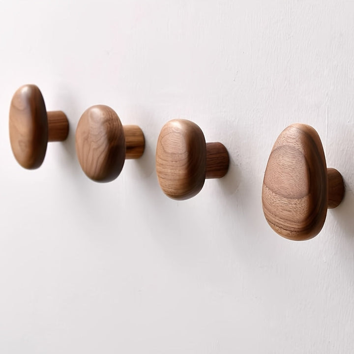 Set an Wandhaken aus Holz in runder Form für Mäntel, wandmontiert
