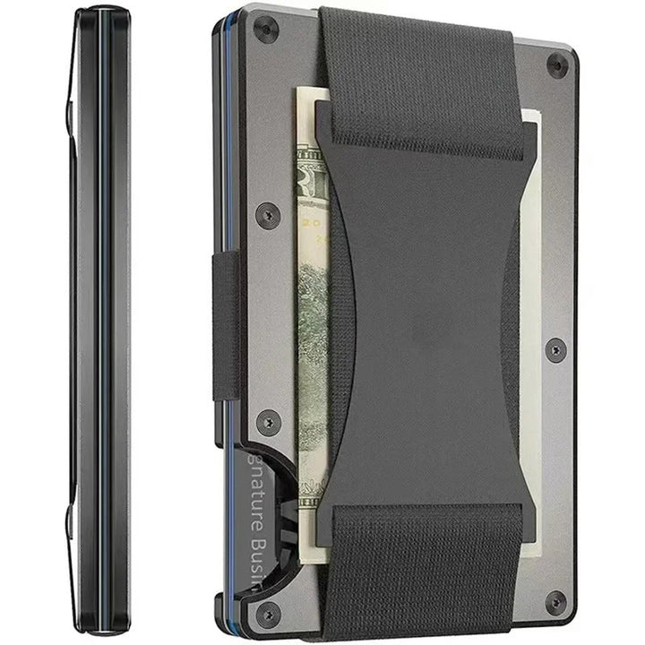 Portemonnaie in Mattem Kobalt-Titan – Schlankes, elegantes RFID-Portemonnaie für Damen und Herren
