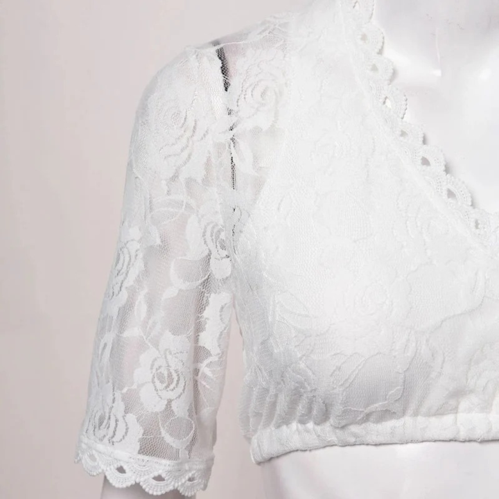 Women's White Dirndl Blouse for Oktoberfest