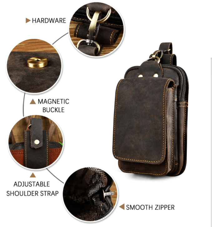 Men's High-Quality Leather Belt Bag - Guardian Leather