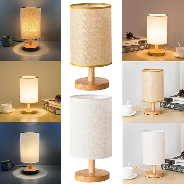 Modern Wooden Bedside Lamp | Dimmable & Remote Control