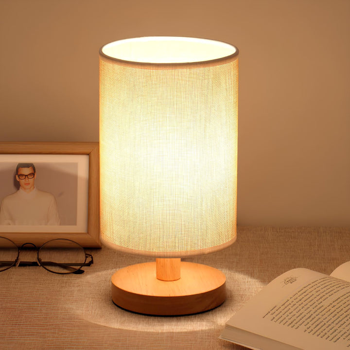 Modern Wooden Bedside Lamp | Dimmable & Remote Control