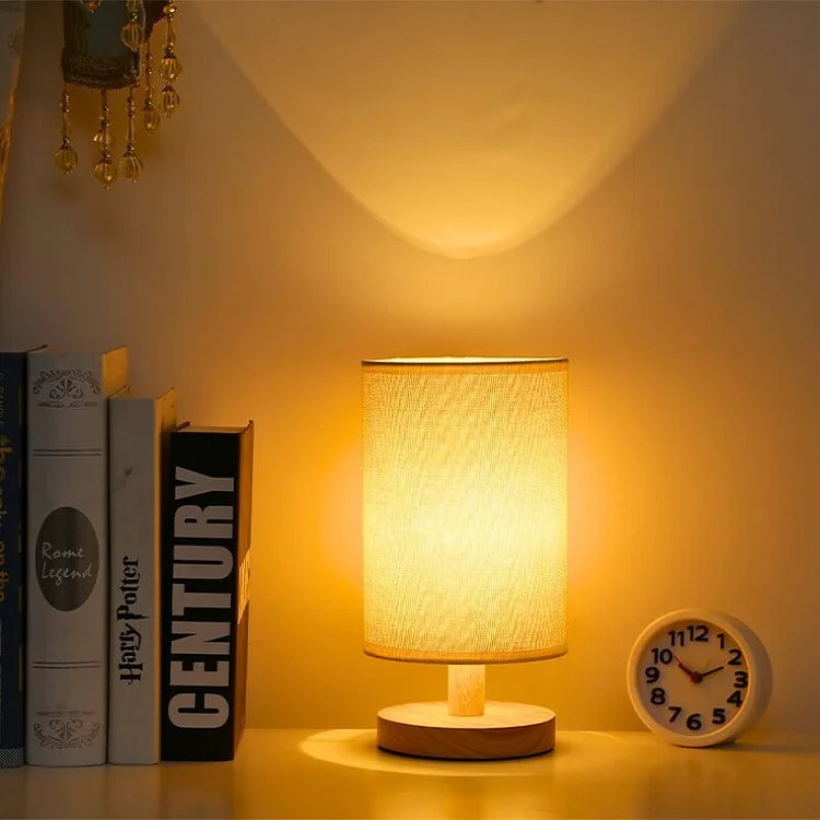 Modern Wooden Bedside Lamp | Dimmable & Remote Control