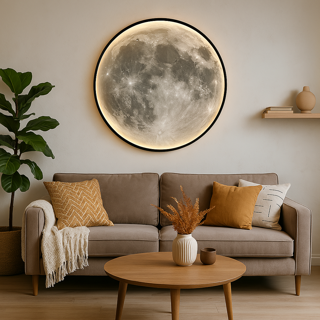 Lunara Moon Wall Light Shows Realistic Crater Detail and a Soft LED Glow