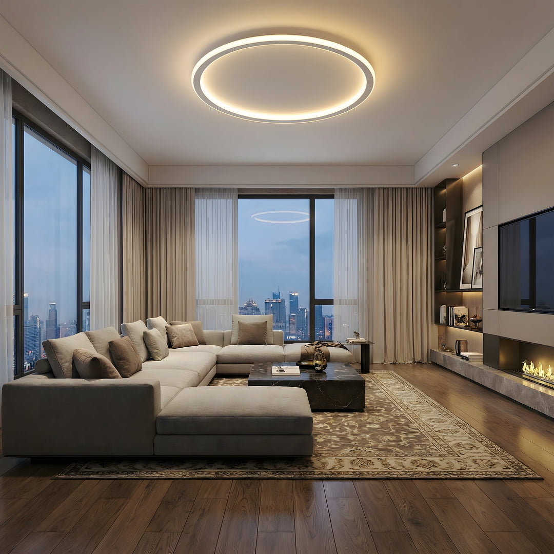 Scandinavian Round Ceiling Light with LED Glow