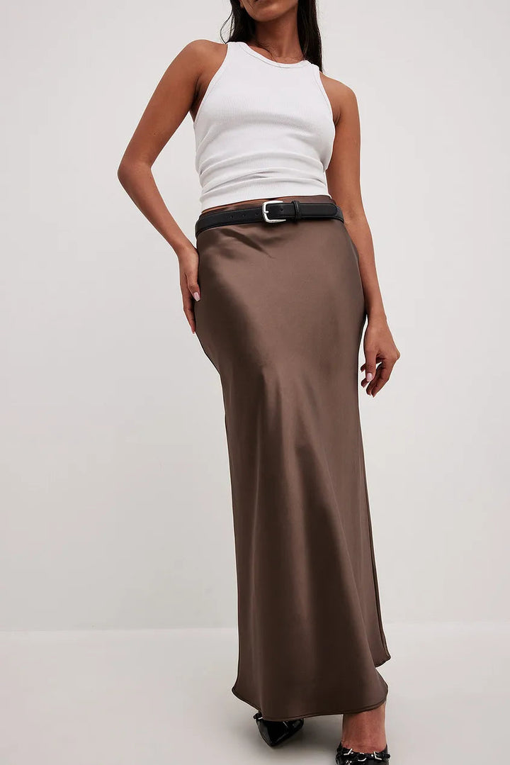 High-Waisted Satin Skirt – Leona