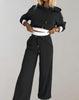 Women's 2-Piece Hoodie and Wide-Leg Trousers Set – Cotton Blend Loungewear