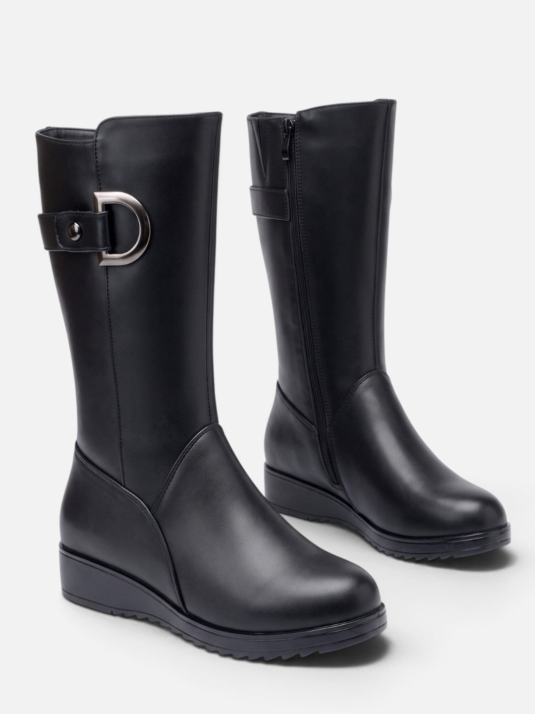 Women's Fur-Lined Buckle Boots
