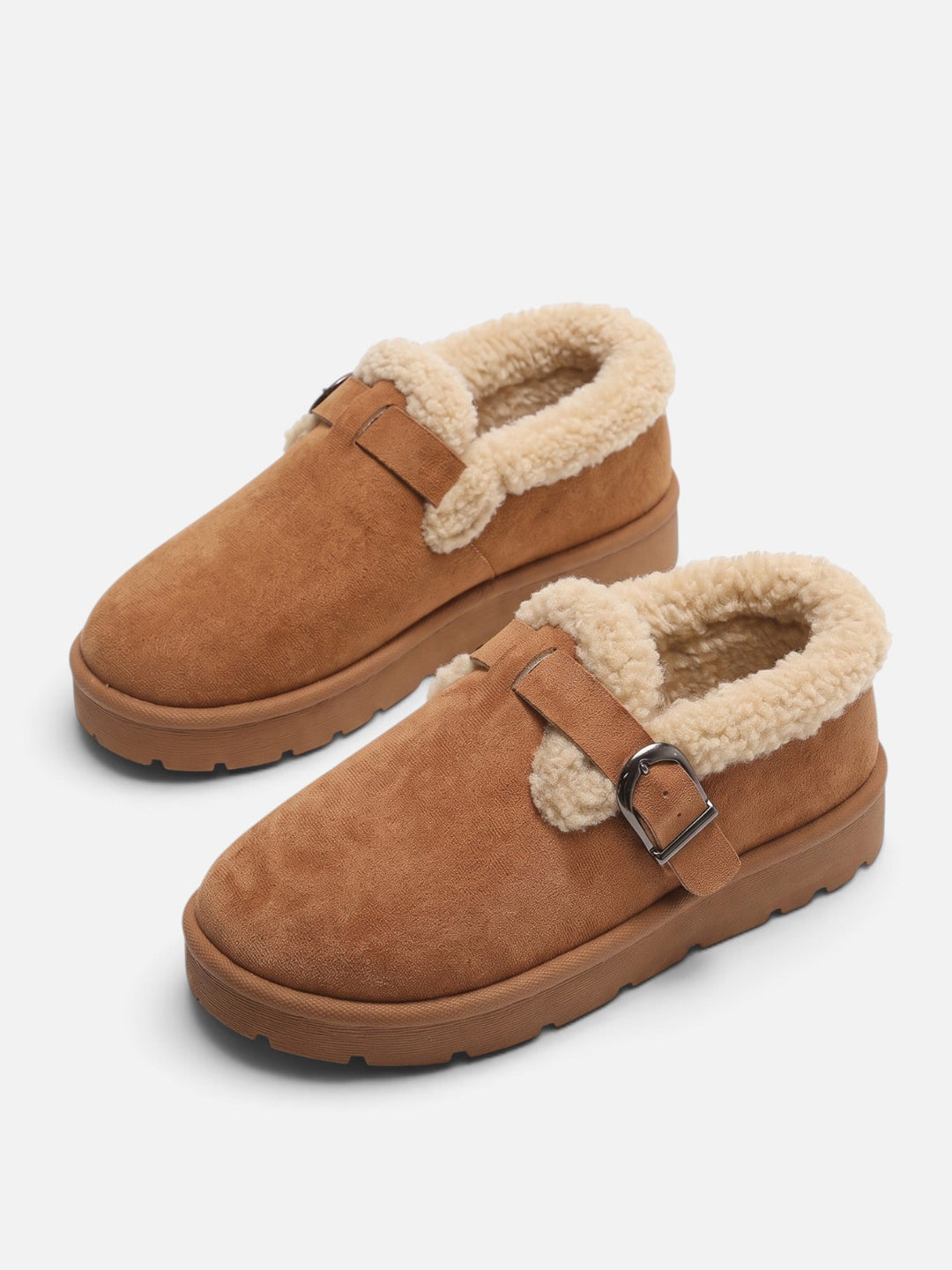 Women's Faux Suede Sherpa Clogs with Buckle