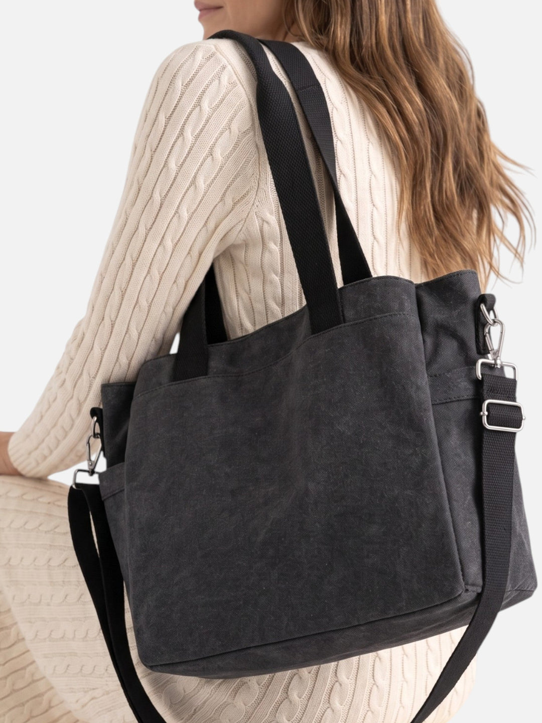 Women's Convertible Canvas Tote Bag with Shoulder Strap