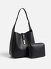 Women's Leather Hobo Bag with Twist Lock and Pouch
