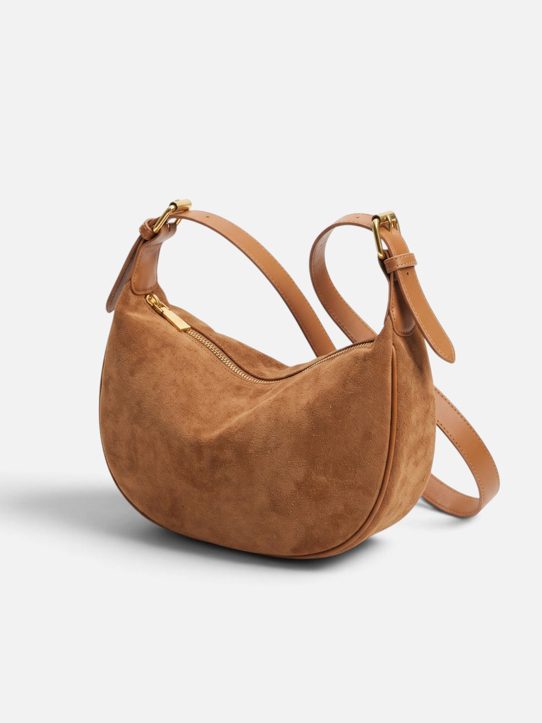 Women's Zip-Top Faux Suede Hobo Bag