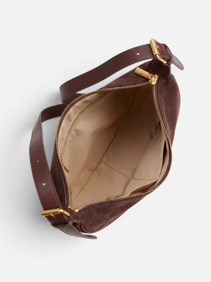 Women's Zip-Top Faux Suede Hobo Bag