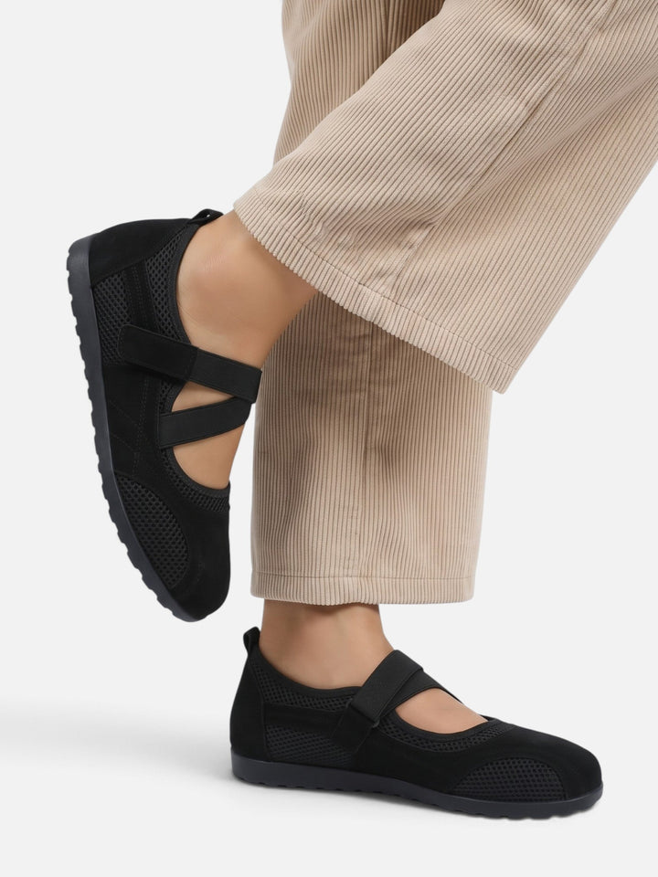 Women's Mesh Sneakerina Ballet Flats with Crossover Straps