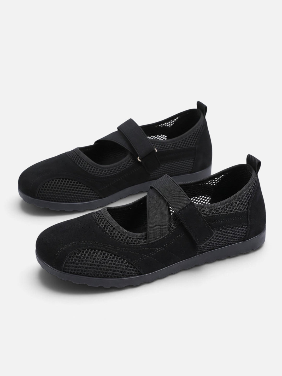 Women's Mesh Sneakerina Ballet Flats with Crossover Straps