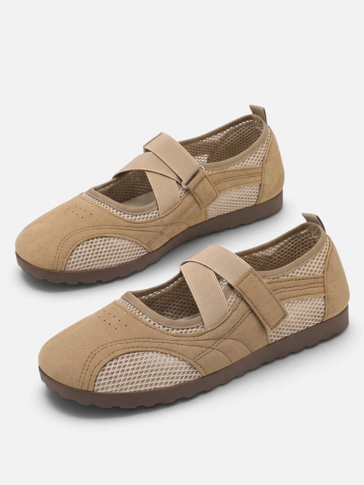 Women's Mesh Sneakerina Ballet Flats with Crossover Straps