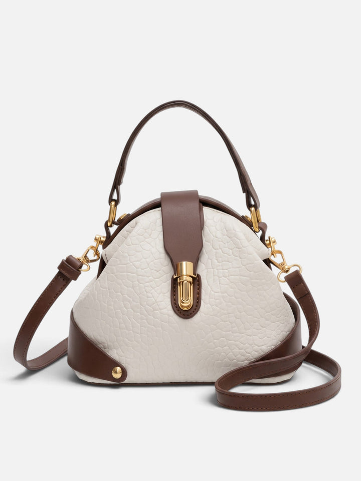 Women's Two-Tone Faux Leather Crossbody Bag with Clasp