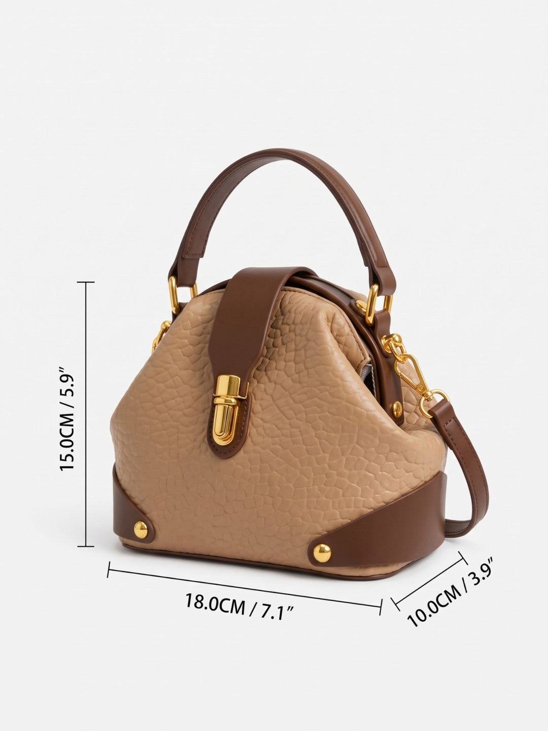 Women's Two-Tone Faux Leather Crossbody Bag with Clasp