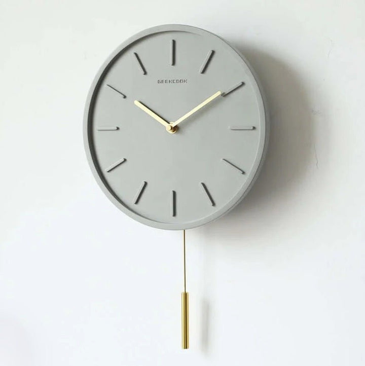 Concrete Wall Clock with Metal Pendulum - Tundra