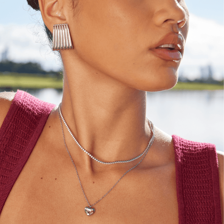 Elegant Silver Earrings with Subtle Cubic Zirconia Details