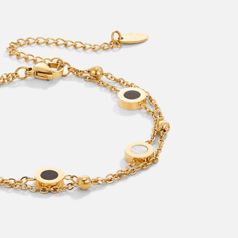 Elegant onyx and white stone bracelet