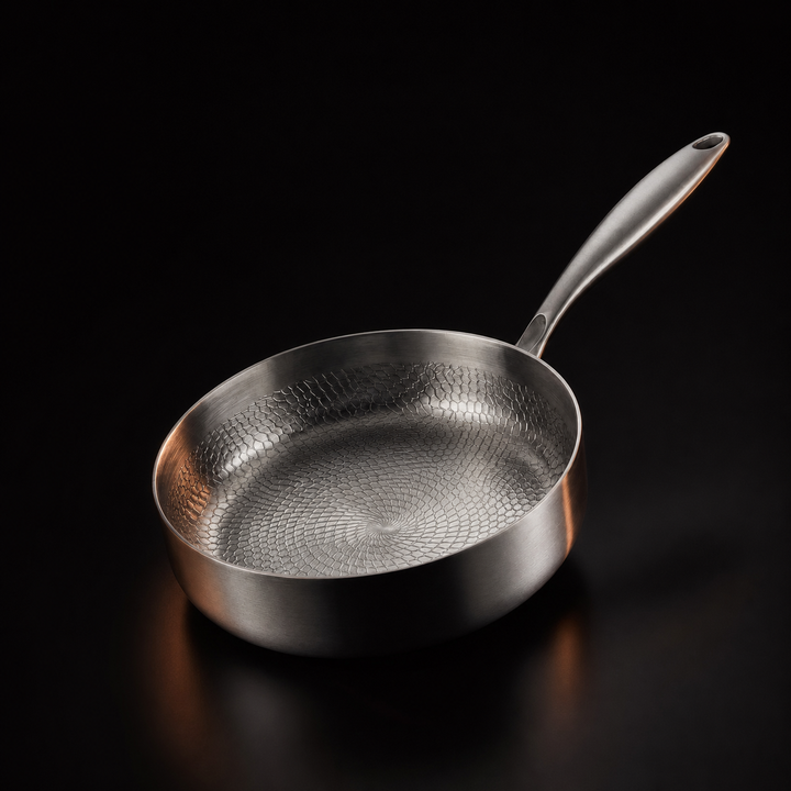 Hand-Hammered High-Sided Titanium Frying Pan