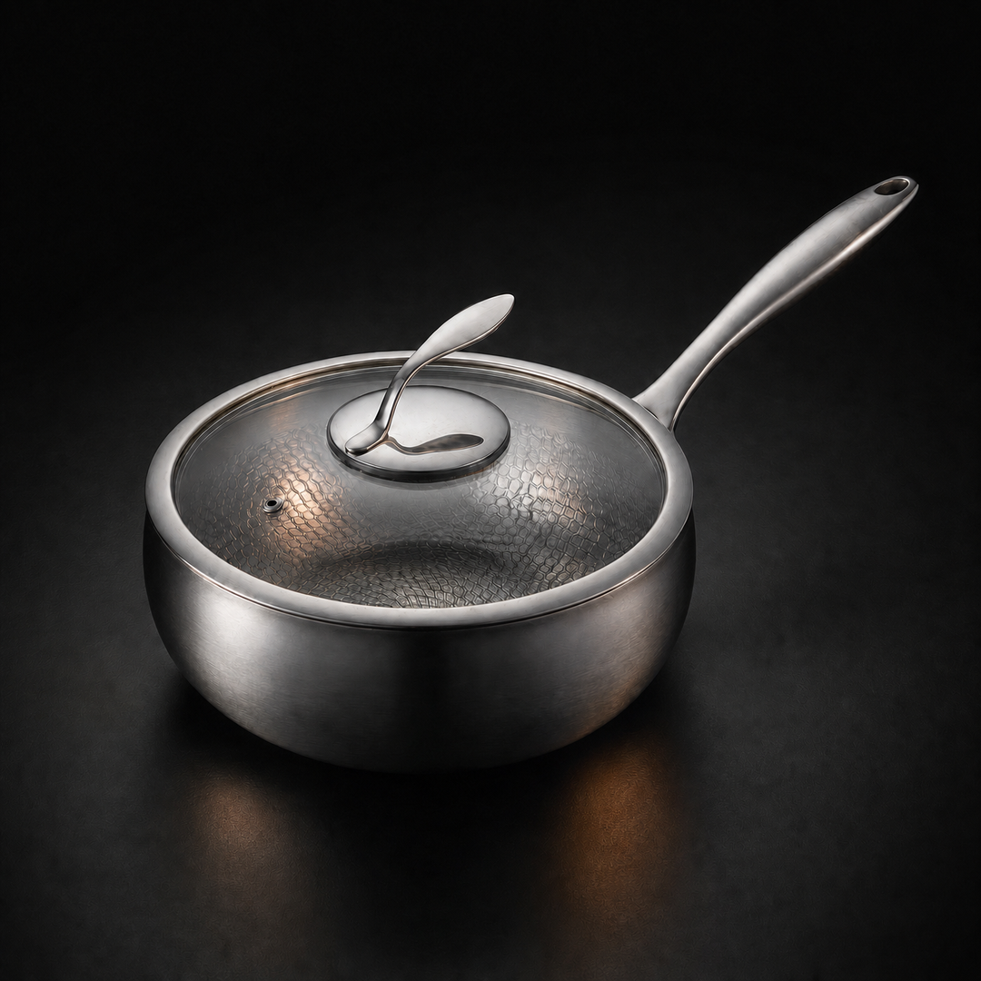 Hand-hammered titanium sauté pan, PFAS-free
